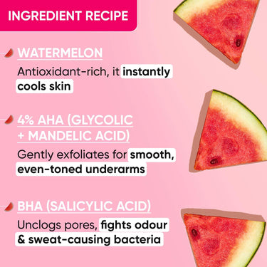 Dot & Key Watermelon Cooling Underarm Roll On | Odour & Sweat Controls | 4% AHA + BHA | Fresh Aqua Fragrance | Gently Exfoliates & Smooths Skin | For Men & Women | 50ml